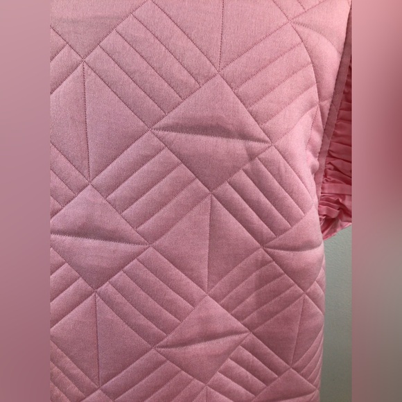 NWOT Pink Ruffle Sleeve Quilted Dress Midi, sz Large - Picture 12 of 14